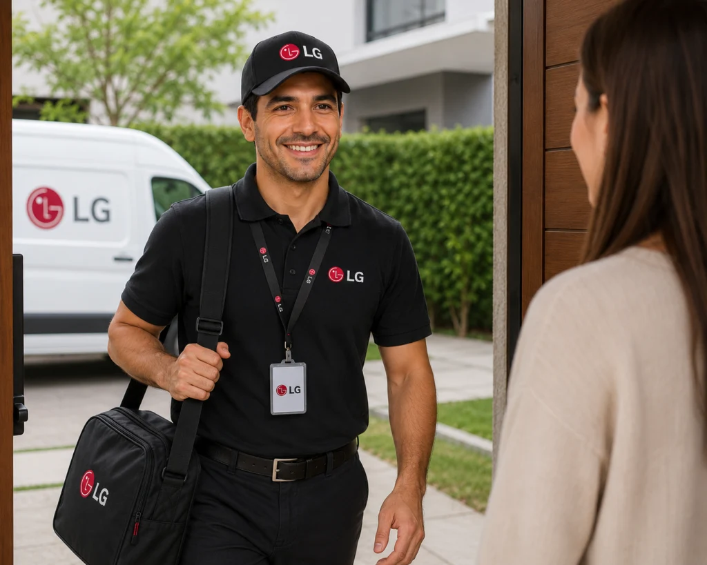 Técnico autorizado LG llegando a un domicilio en San Salvador