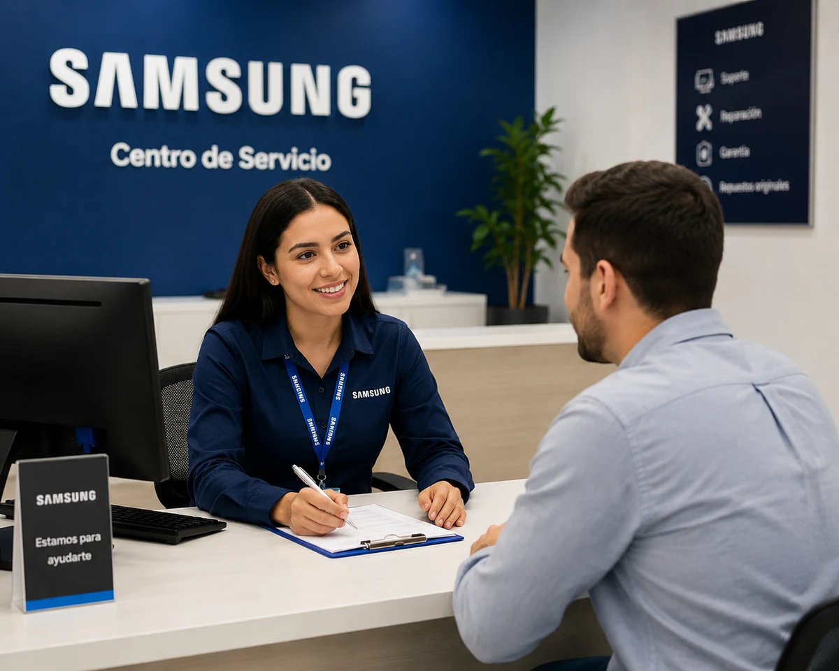 Técnico autorizado Samsung documentando una reparación en San Salvador