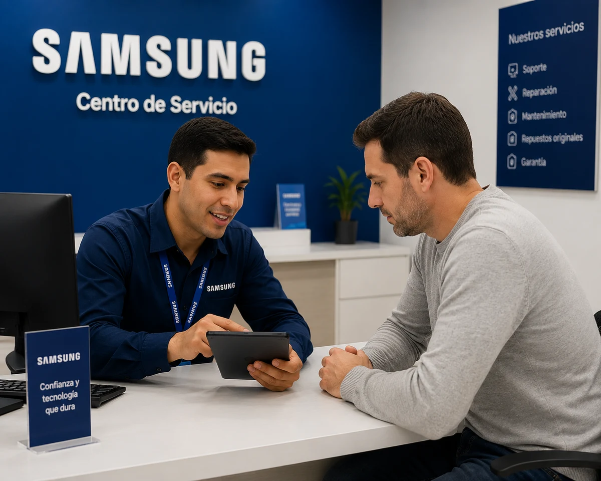 Técnico Samsung realizando mantenimiento preventivo en San Salvador